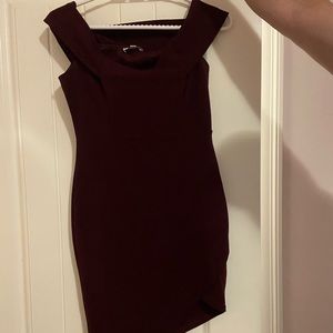 FashionNova Burgundy Mini Dress, High/Low Front